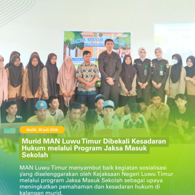 Murid MAN Luwu Timur Dibekali Kesadaran Hukum melalui Progra